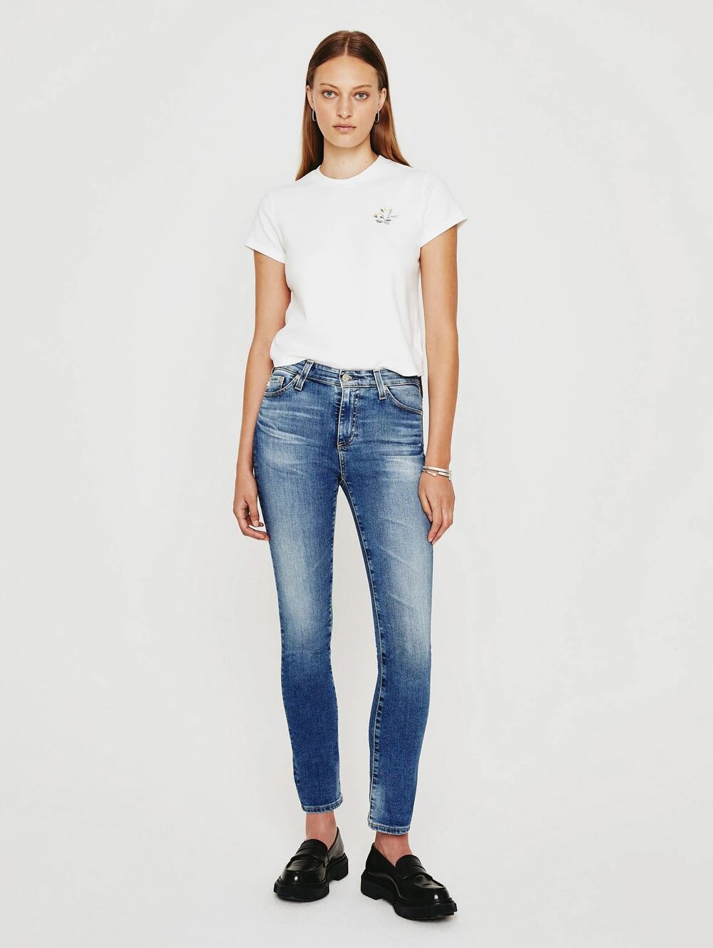 AG Adriano Goldschmied Womens 31 Medium Wash Mari Mid Rise Straight Jeans O5-6